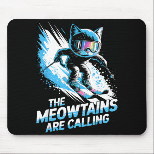 Meowtains rufen Skikatze Skifahrer lustig Skifahre Mousepad