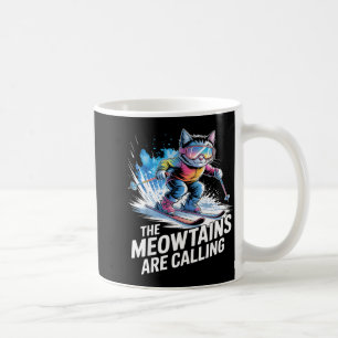 Meowtains rufen Skikatze Skifahrer lustiges Skifah Kaffeetasse