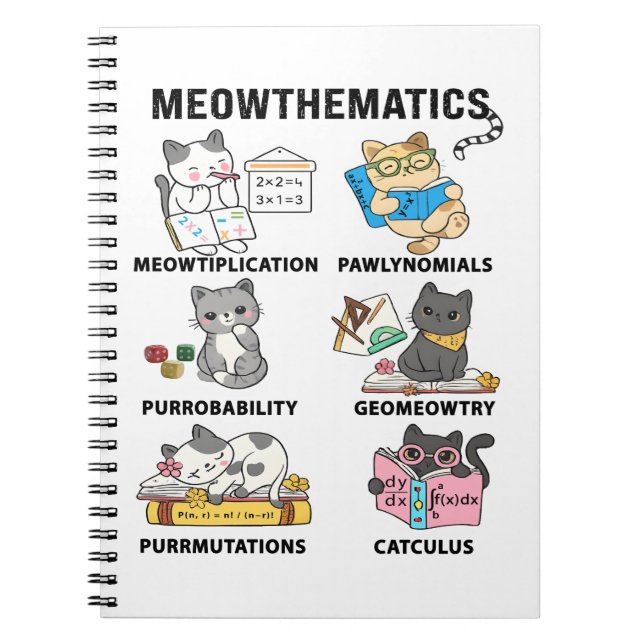 Meowthematics Funny Math Cat Puns For Math Lovers Notizblock (Vorderseite)