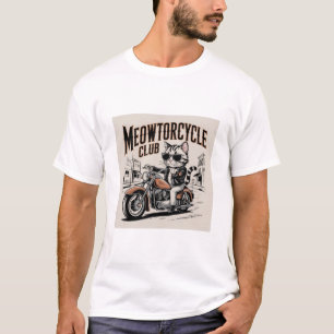 Meowtorcycle Club Biker Katze auf Chopper Motorrad T-Shirt