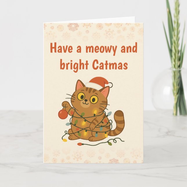 Meowy and Bright christmas Folded Greeting Card Karte (Vorderseite)