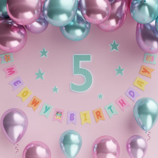 Meowy Birthday Niedlich Rainbow Cats Wimpelkette