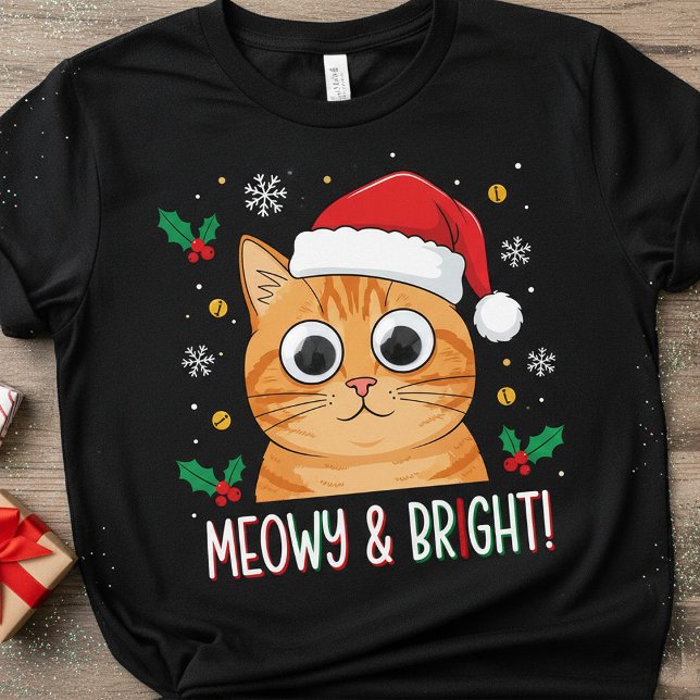 Meowy & Bright Christmas V-Cat – Funny Santa Cat  T-Shirt (Von Creator hochgeladen)