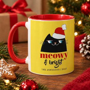 Meowy & Bright Personalisierter Schwarzer Katzen W Tasse