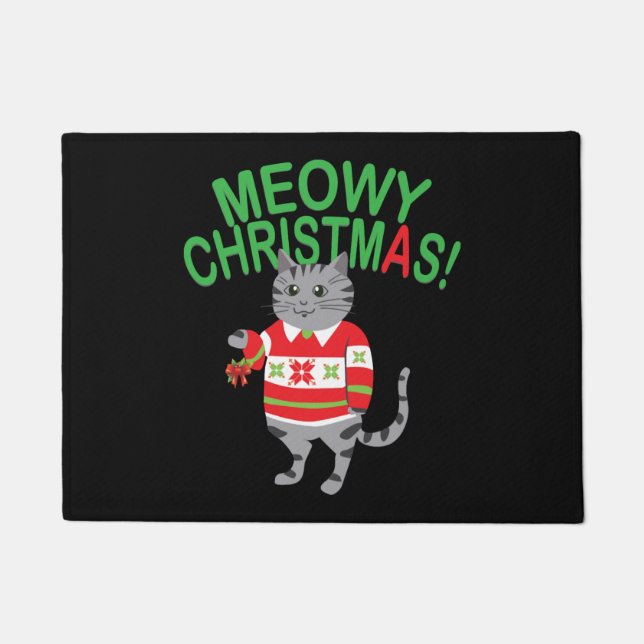 Meowy Cat Christmas Fußmatte (Vorderseite)