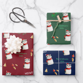 Meowy Cat Festliche Personalisierte Weihnachten Geschenkpapier Set