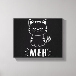 Meowy Cat Lovers Women Girls Meh Cat - Funny Cat Leinwanddruck