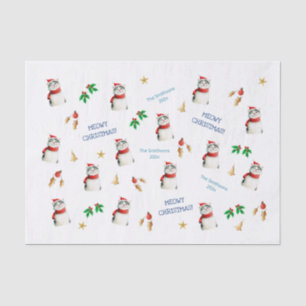 Meowy Cat Niedlich Personalisierte Weihnachten Seidenpapier