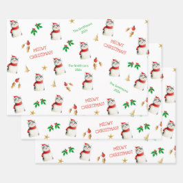 Meowy Cat Personalisiert Niedliche Weihnachten Geschenkpapier Set