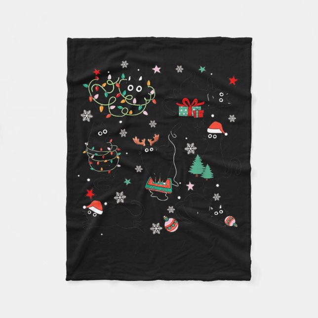 Meowy Catmas Cat Christmas Cute Kitten Cats Santa  Fleecedecke (Vorderseite)
