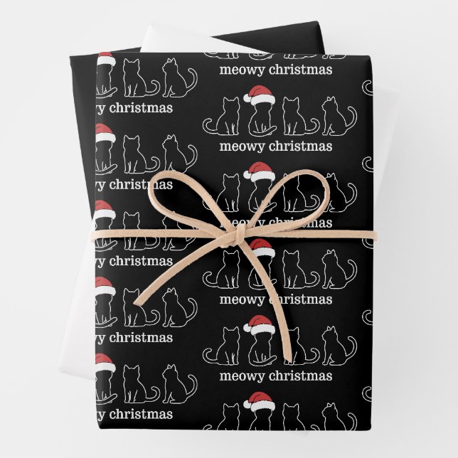 Meowy Catmas Cat Christmas Cute Kitten Cats Santa  Geschenkpapier Set (Beispiel)