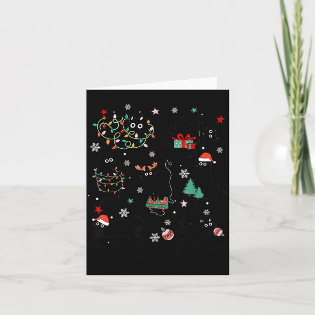 Meowy Catmas Cat Christmas Cute Kitten Cats Santa  Karte (Vorderseite)
