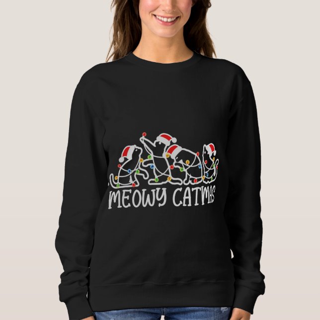 Meowy Catmas, Cat Lover Christmas Sweatshirt (Vorderseite)