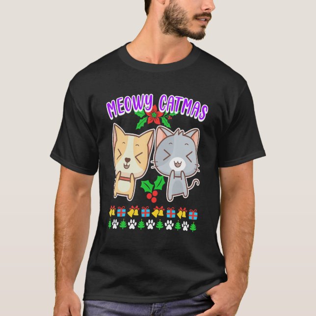 Meowy Catmas cat owner kitten cat T-Shirt (Vorderseite)