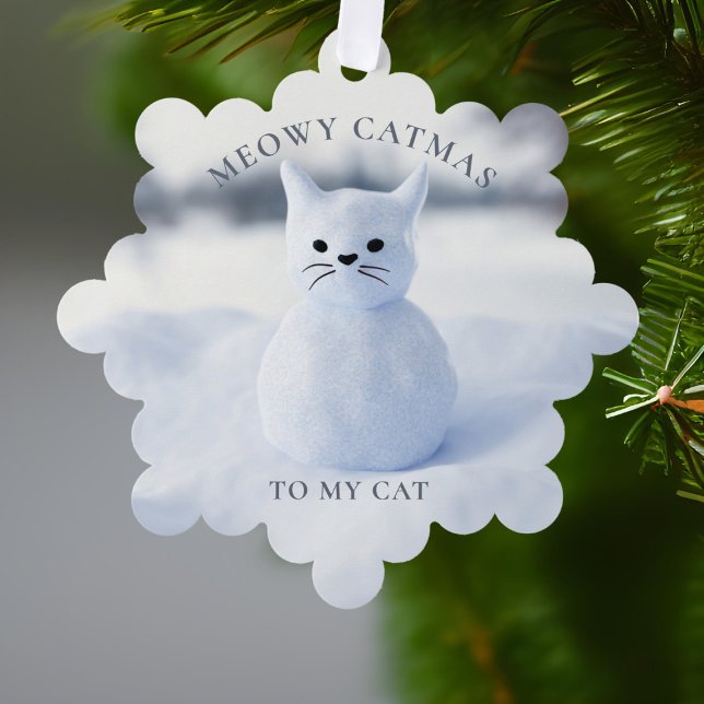 Meowy Catmas Chat Noël Carte d'ornement de Noël (Add your cat's name to this cute paper ornament and hang it where they can play with it)
