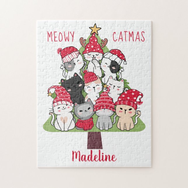 Meowy Catmas Cute Cat Christmas Tree  (Vertikal)