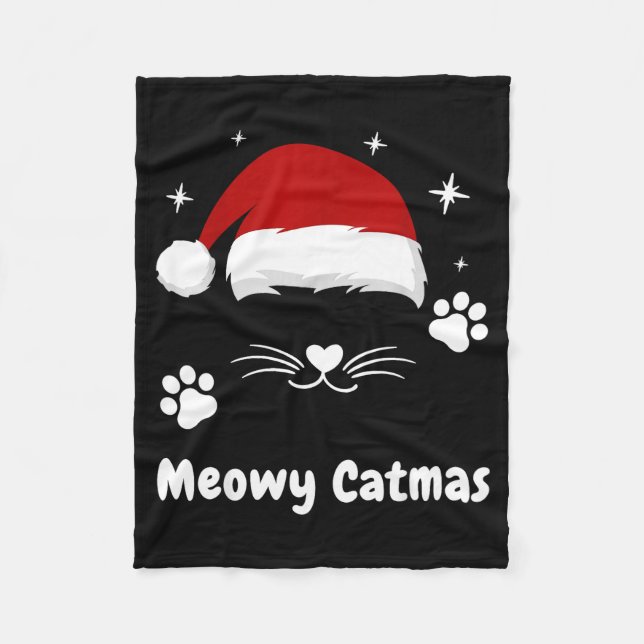 Meowy Catmas Cute Kitten Cats Santa Hat Christmas  Fleecedecke (Vorderseite)