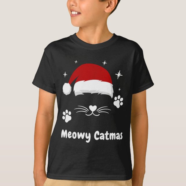 Meowy Catmas Cute Kitten Cats Santa Hat Christmas  T-Shirt (Vorderseite)