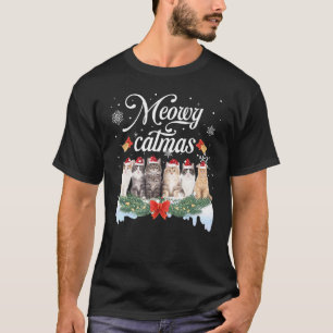 Meowy Catmas Familie Matching Weihnachten Pajamas T-Shirt