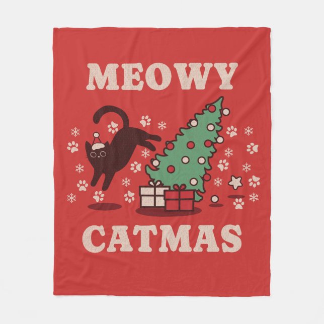 Meowy Catmas Fleecedecke (Vorderseite)