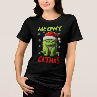 Meowy Catmas Funny Cat Weihnachtsgeschenke Katzen Tri-Blend Shirt