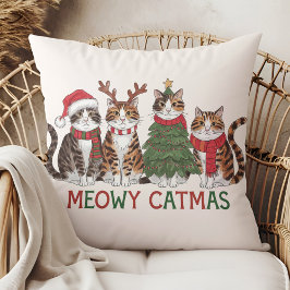 Meowy Catmas Funny Holiday Cats - Christmas Decor  Kissen