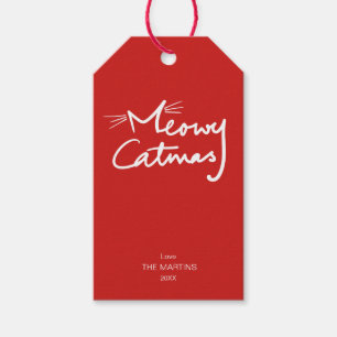 Meowy Catmas Funny Red Cat Weihnachten Geschenkanhänger
