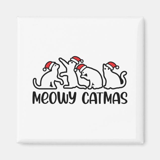 Meowy Catmas Funny Santa Cats Xmas Saison Magnet (Vorne)