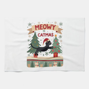Meowy Catmas, hässlicher Weihnachtspullover, Katze Geschirrtuch
