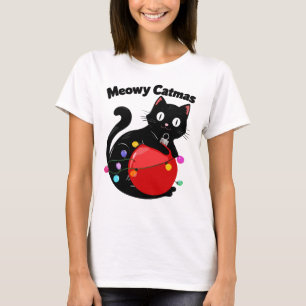 Meowy Catmas - Katze mit Weihnachtsschmuck T-Shirt