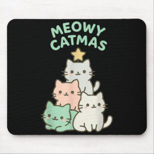 Meowy Catmas Katze Weihnachtsbaum Süße Katze Xmas  Mousepad