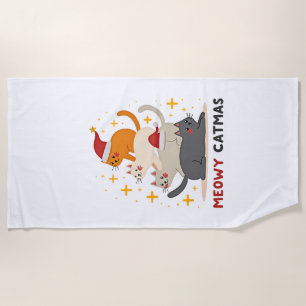 Meowy Catmas Katze Weihnachtsbaum Xmas (2) Strandtuch