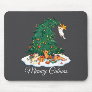 Meowy Catmas Katze Weihnachtsbaum Xmas Lustiger Sa Mousepad