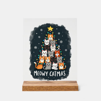 Meowy Catmas Katze Weihnachtsbaum Xmas Mädchen Jun Acrylschild