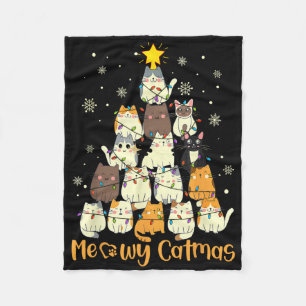Meowy Catmas Katze Weihnachtsbaum Xmas Mädchen Jun Fleecedecke