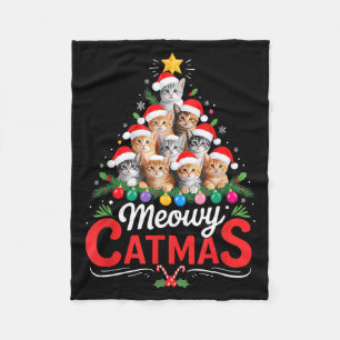 Meowy Catmas Katze Weihnachtsbaum Xmas Mädchen Jun Fleecedecke