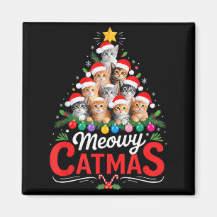 Meowy Catmas Katze Weihnachtsbaum Xmas Mädchen Jun Magnet
