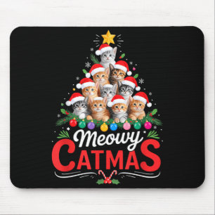 Meowy Catmas Katze Weihnachtsbaum Xmas Mädchen Jun Mousepad
