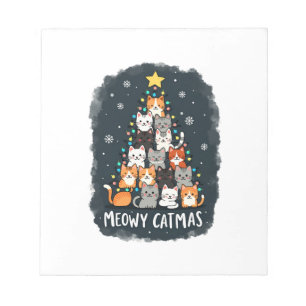 Meowy Catmas Katze Weihnachtsbaum Xmas Mädchen Jun Notizblock