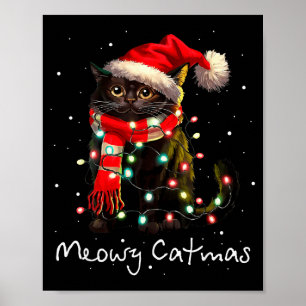 Meowy Catmas Katze Weihnachtsbaum Xmas Mädchen Jun Poster