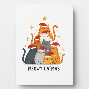 Meowy Catmas Katzen-Weihnachtsbaum Xmas (4) Fotoplatte