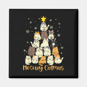 Meowy Catmas Katzen-Weihnachtsbaum Xmas Mädchen Ju Magnet