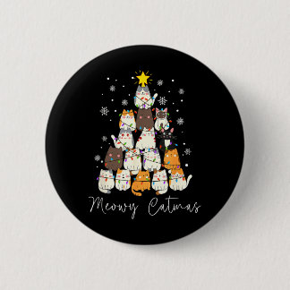 Meowy Catmas Light Santa Lustiger Weihnachts Katze Button