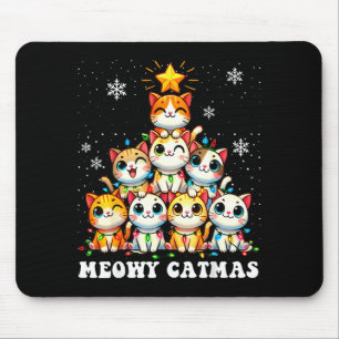 Meowy Catmas Lustige Weihnachtsbaumlichter Süße Ka Mousepad