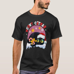 Meowy Catmas Merry Catmas Black Cat Weihnachten Xm T-Shirt