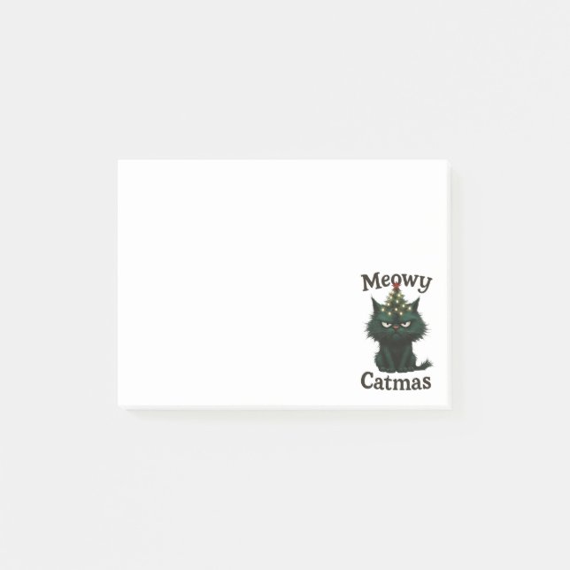 Meowy Catmas Moody Katze Post-it Klebezettel (Vorderseite)