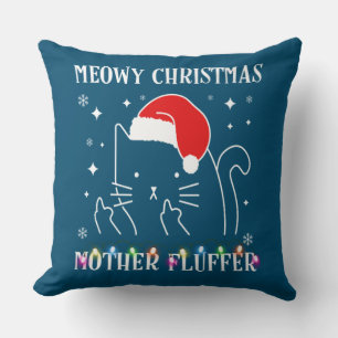 Meowy Catmas Mutter Fluffer Funny Cat Weihnachten Kissen