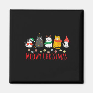 Meowy Catmas Niedlich Kitten Cat Weihnachtsmannmüt Magnet