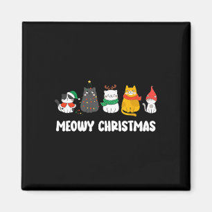 Meowy Catmas Niedlich Kitten Weihnachtsmannmütze W Magnet