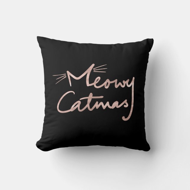 Meowy Catmas Schwarz-und Kissen (Vorderseite)